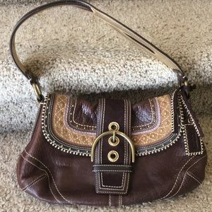 Coach brown leather shoulder bag